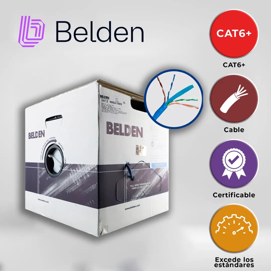 CABLE UTP CAT6+ BELDEN 2412 006A1000 / INTERIOR / AZUL / 350MHZ / 4 PA 6