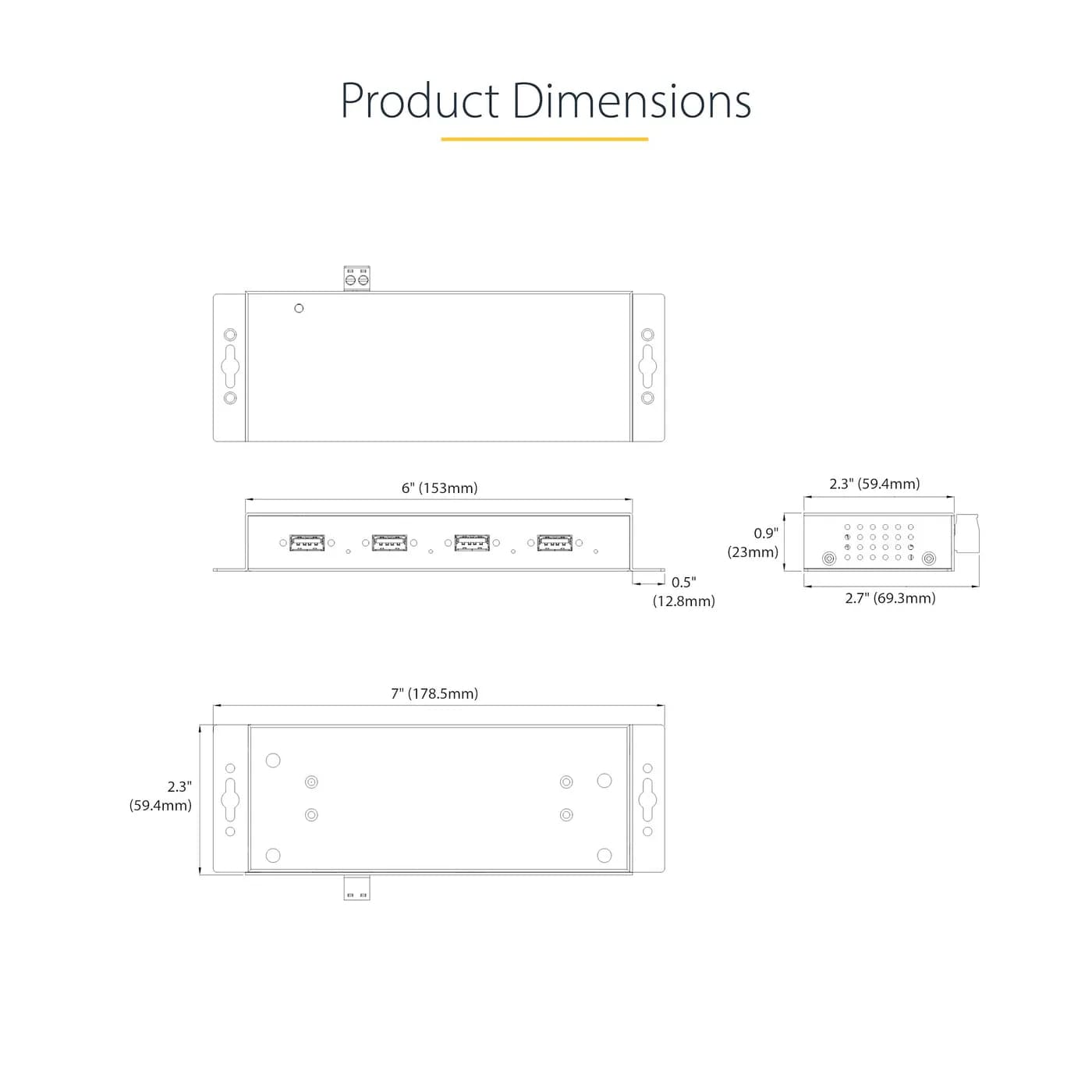 StarTech.com 5G4AINDNP-USB-A-HUB nodo concentrador USB 3.2 Gen 1 (3.1  10