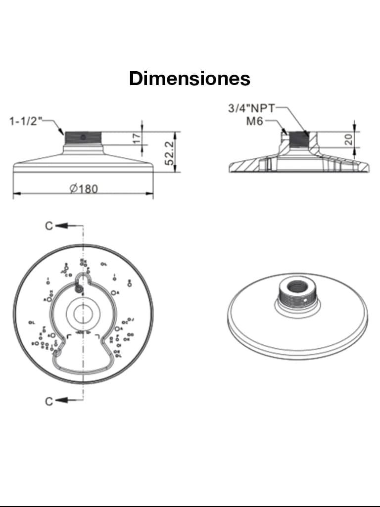 VIVOTEK AM-520_V05 - Soporte de montaje para camaras domo y fisheye, p 2