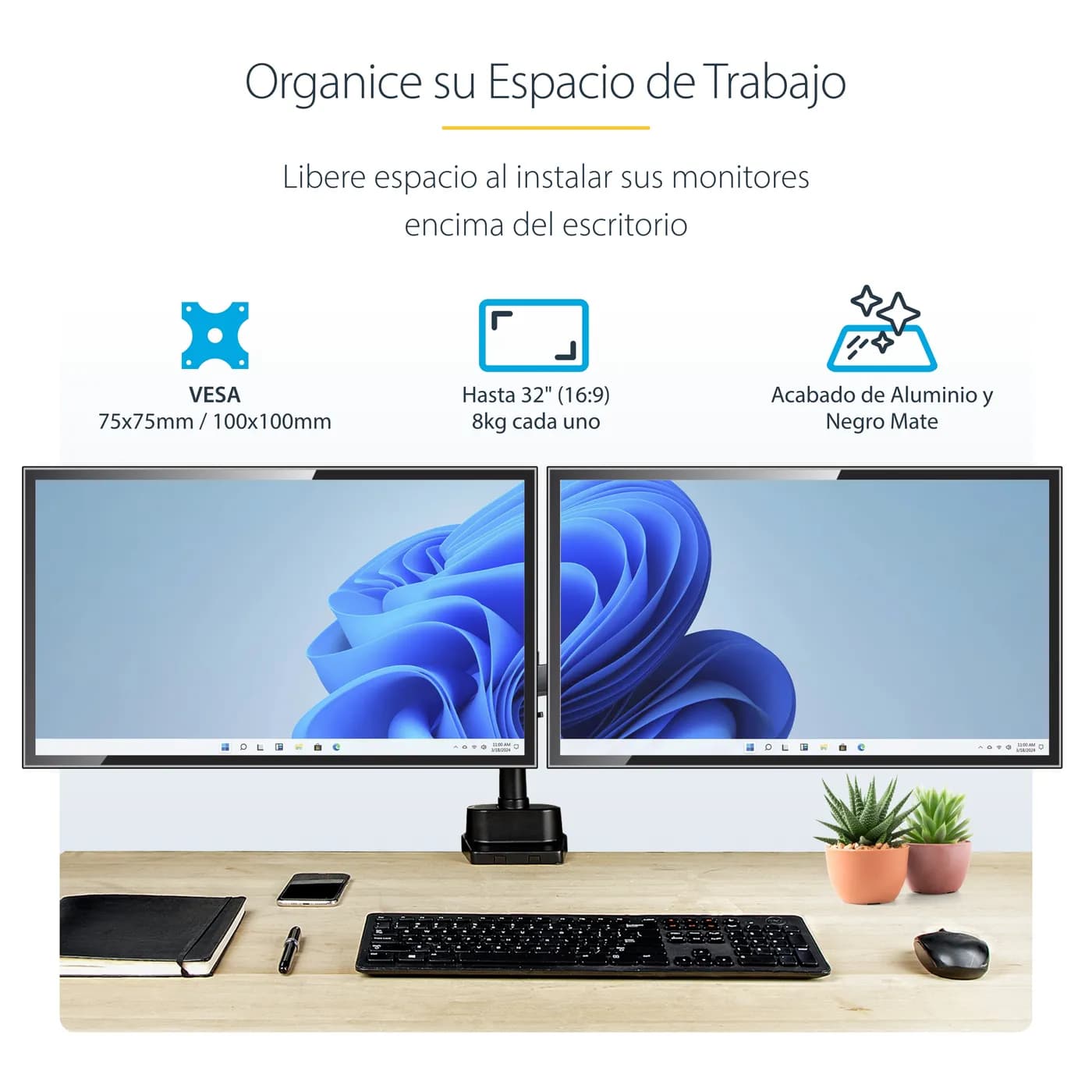 StarTech.com Brazo de Soporte para Dos Monitores - Base Soporte de Mov 12