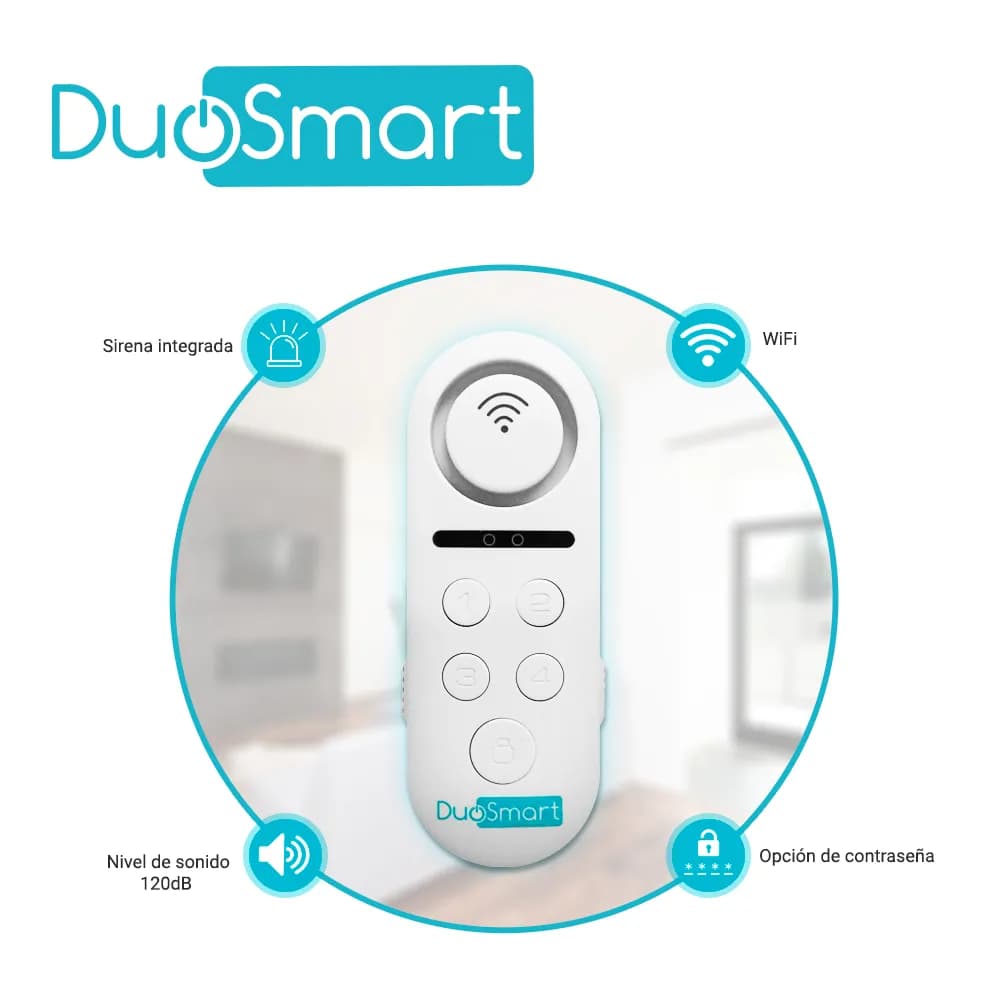 SENSOR MAGNETICO WIFI 2.4 GHZ DUOSMART C60 CON SIRENA INCLUIDA 2 MODOS 2