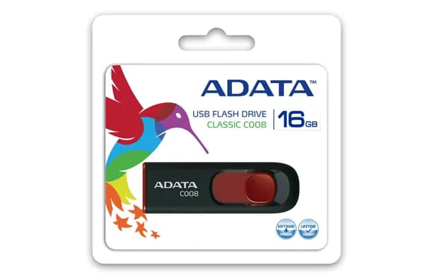MEMORIA FLASH ADATA C008 16GB USB 2.0 NEGRO/ROJO 2
