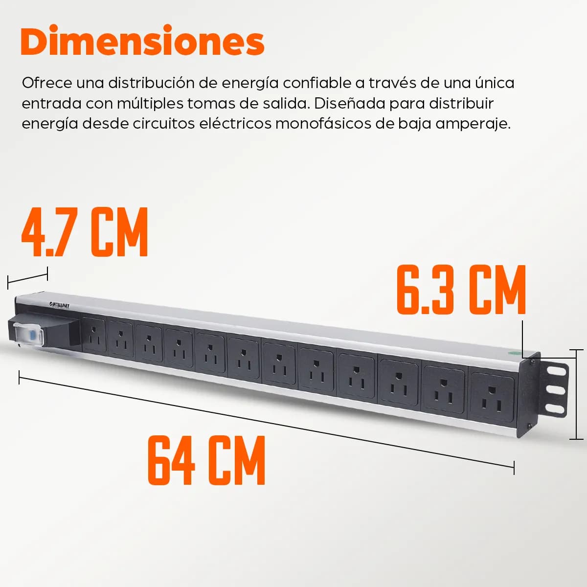 Intellinet Barra multicontactos vertical con 12 salidas - Contactos ti 8