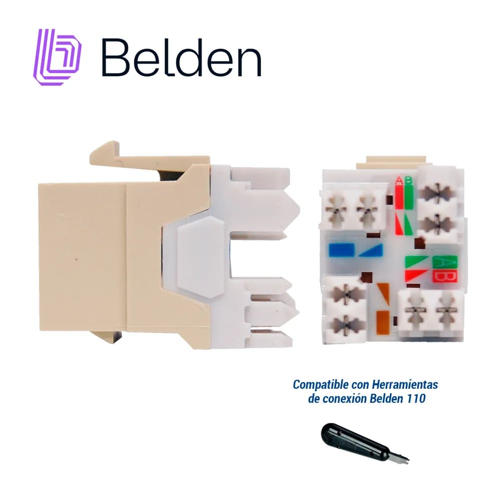 CONECTOR MODULAR JACK RJ45 CAT6A BELDEN AX103073 ESTILO KEYCONNECT MAR 3