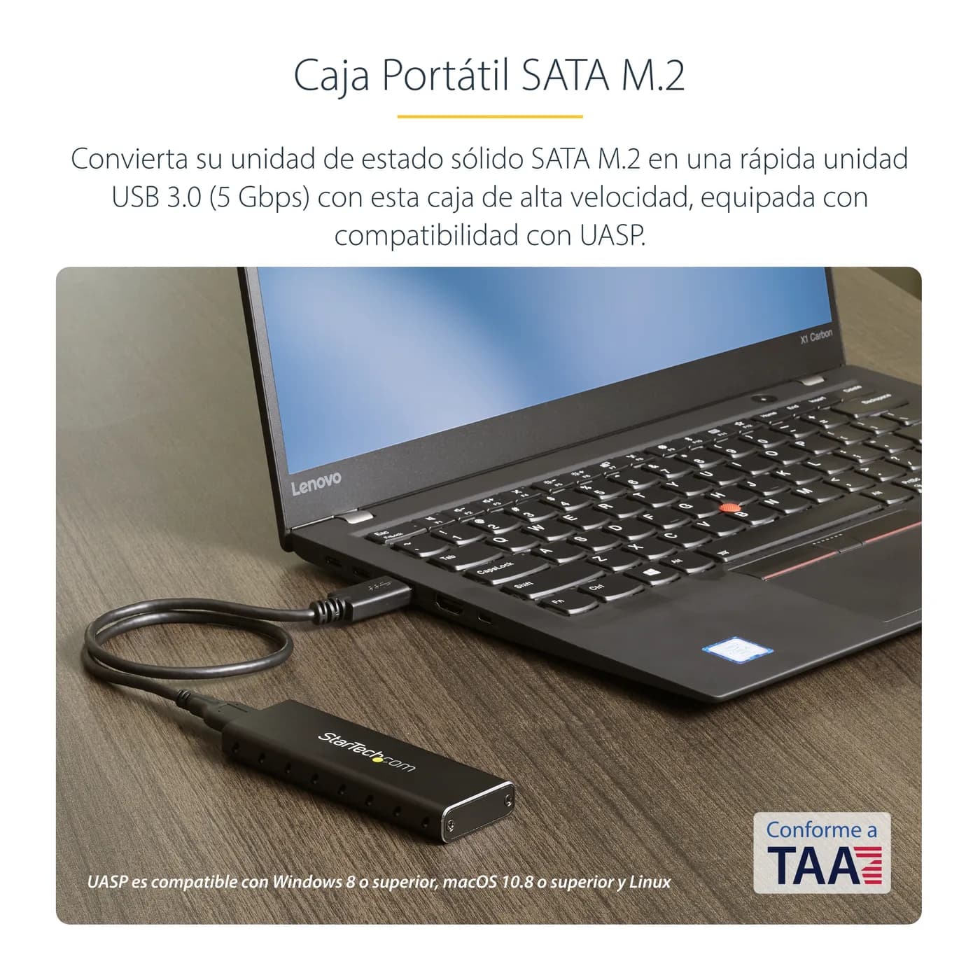 StarTech.com Adaptador SSD M.2 a USB 3.0 UASP con Gabinete Protector - 7