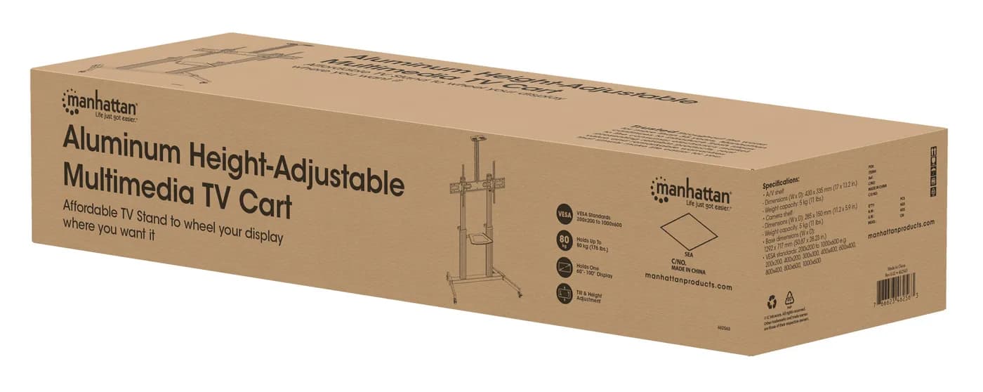 Manhattan 462563 soporte para TV 2.54 m (100") Negro, Plata 10