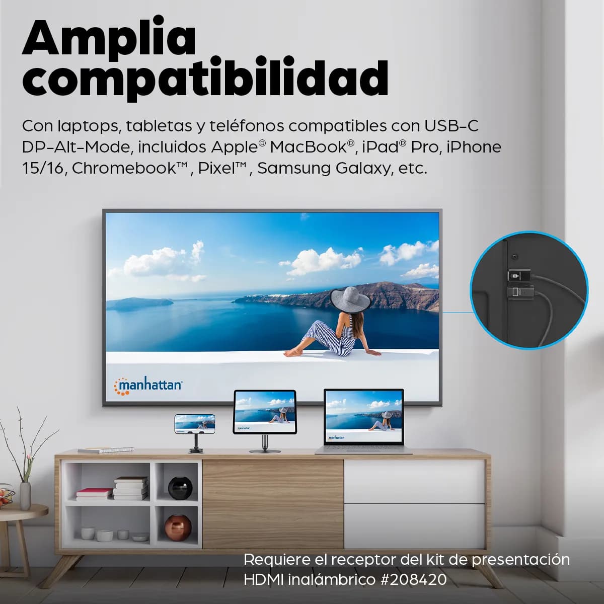 Manhattan 208437 extensor de audio/video Transmisor AV Negro 9