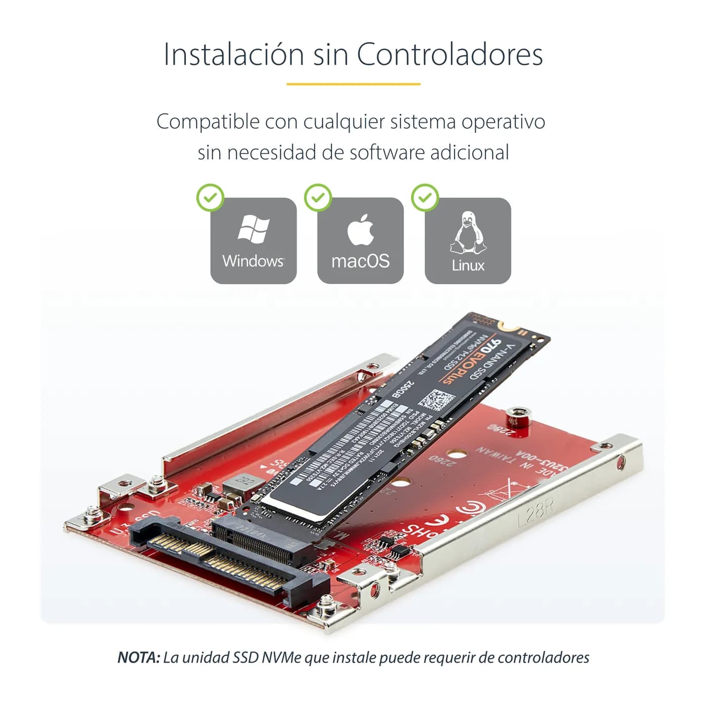 StarTech.com Adaptador M.2 a U.3 para SSDs M.2 NVMe - Convertidor Adap 14