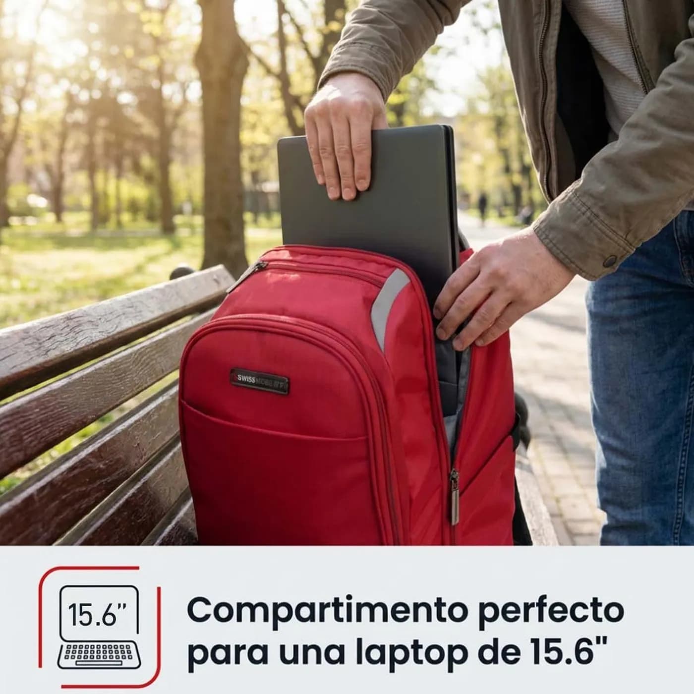 SWISSMOBILITY BACKPACK ZION PORTALAPTOP 15 PULG. COLOR ROJO 4