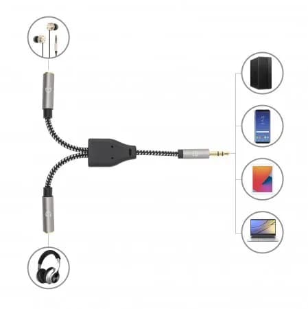 Manhattan Adaptador de Auriculares en “Y” de un Plug a 2 salidas 3.5 m 4