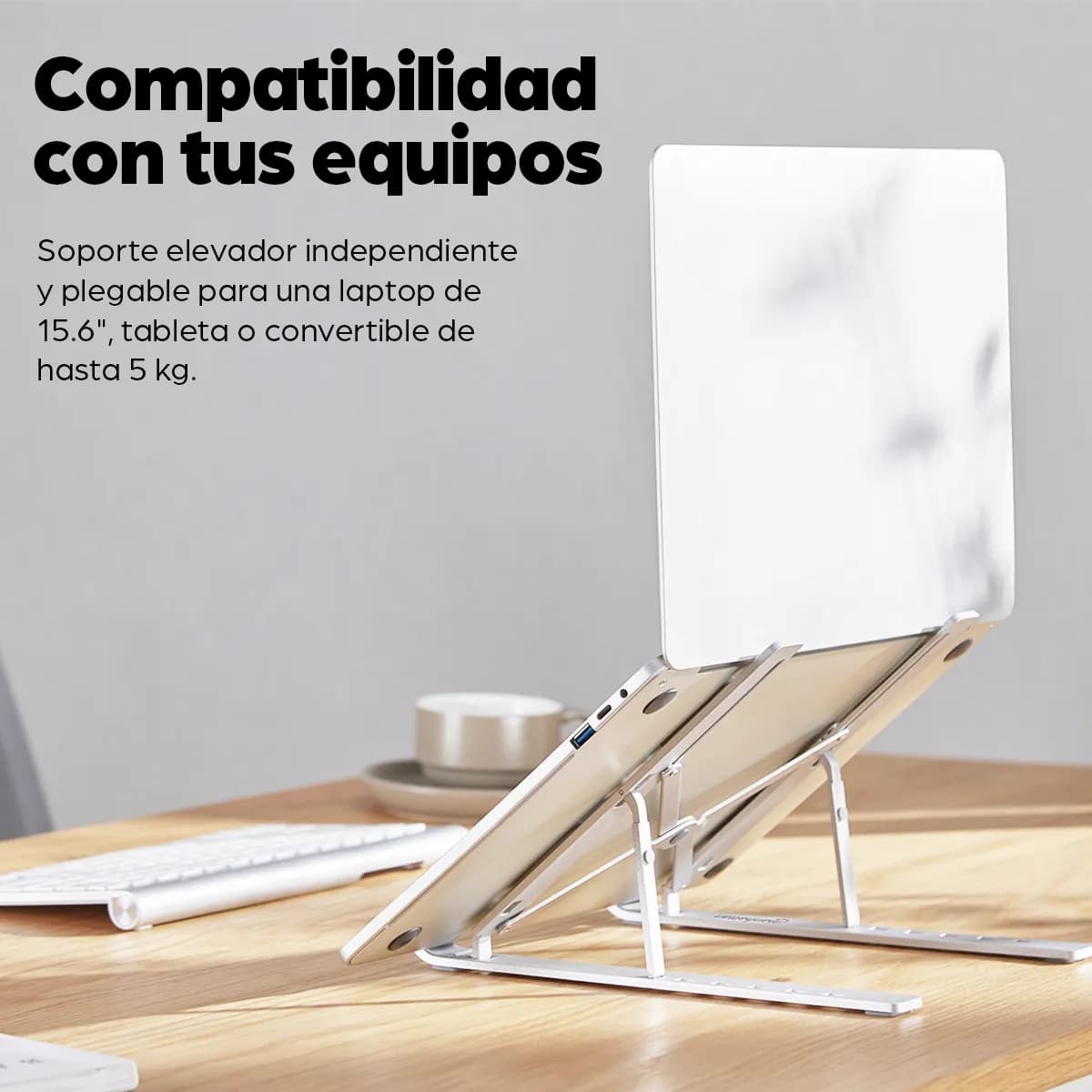 Manhattan Soporte ergonómico, plegable en seis posiciones, para laptop 14