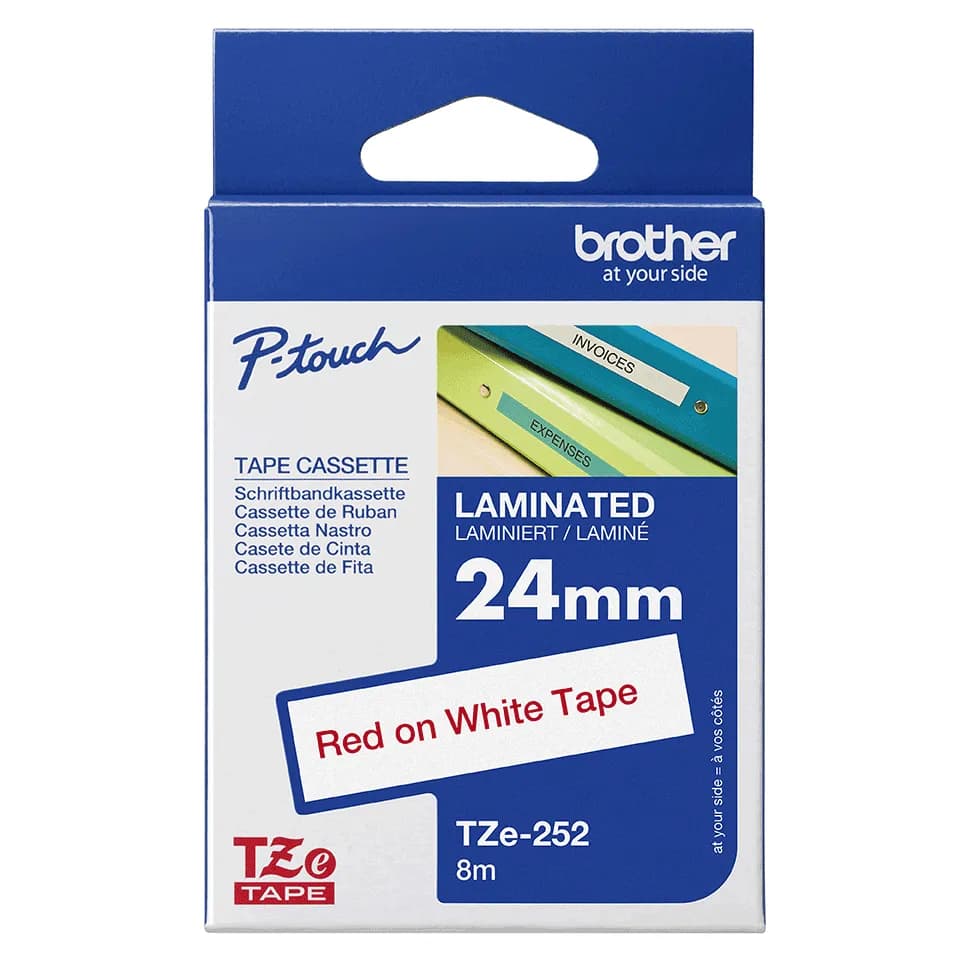 Brother TZE-252 cinta para impresora de etiquetas Rojo sobre blanco 4
