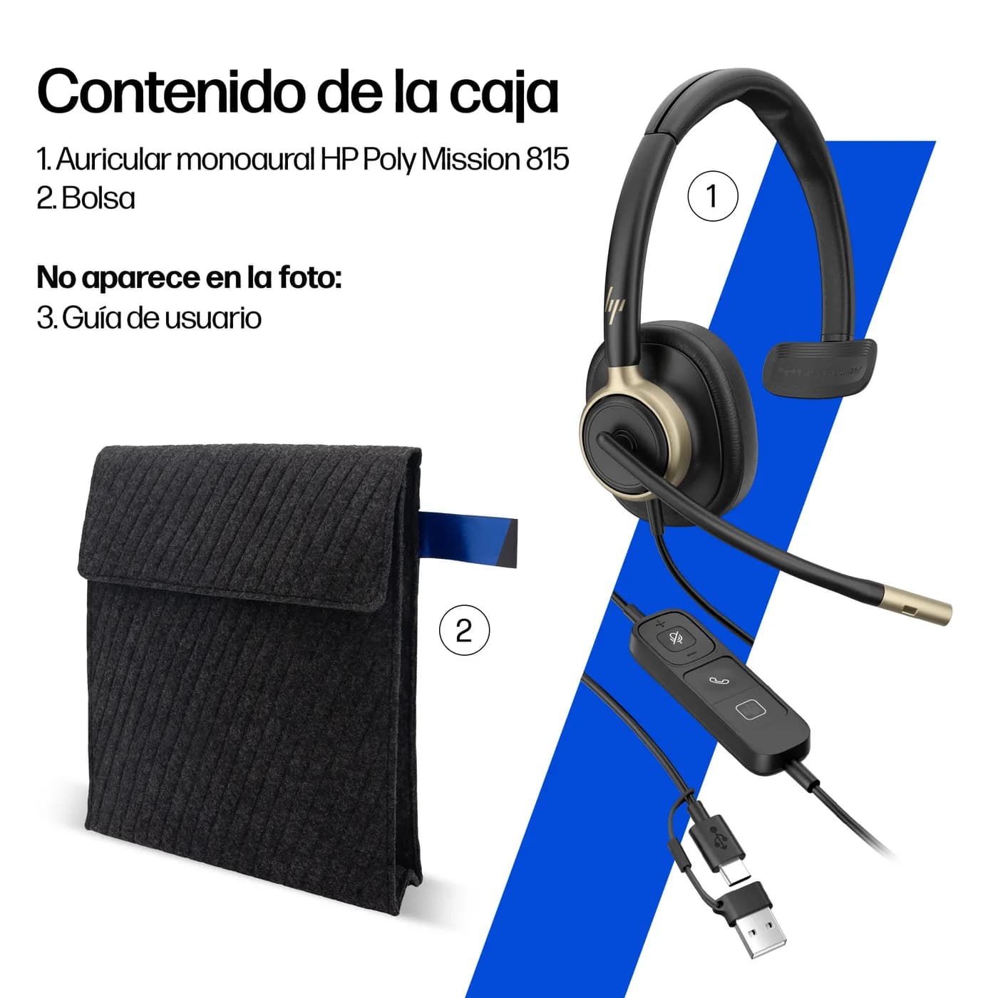 HP Poly Poly Mission 815 Monaural USB Wired H Auriculares Alámbrico Di 9
