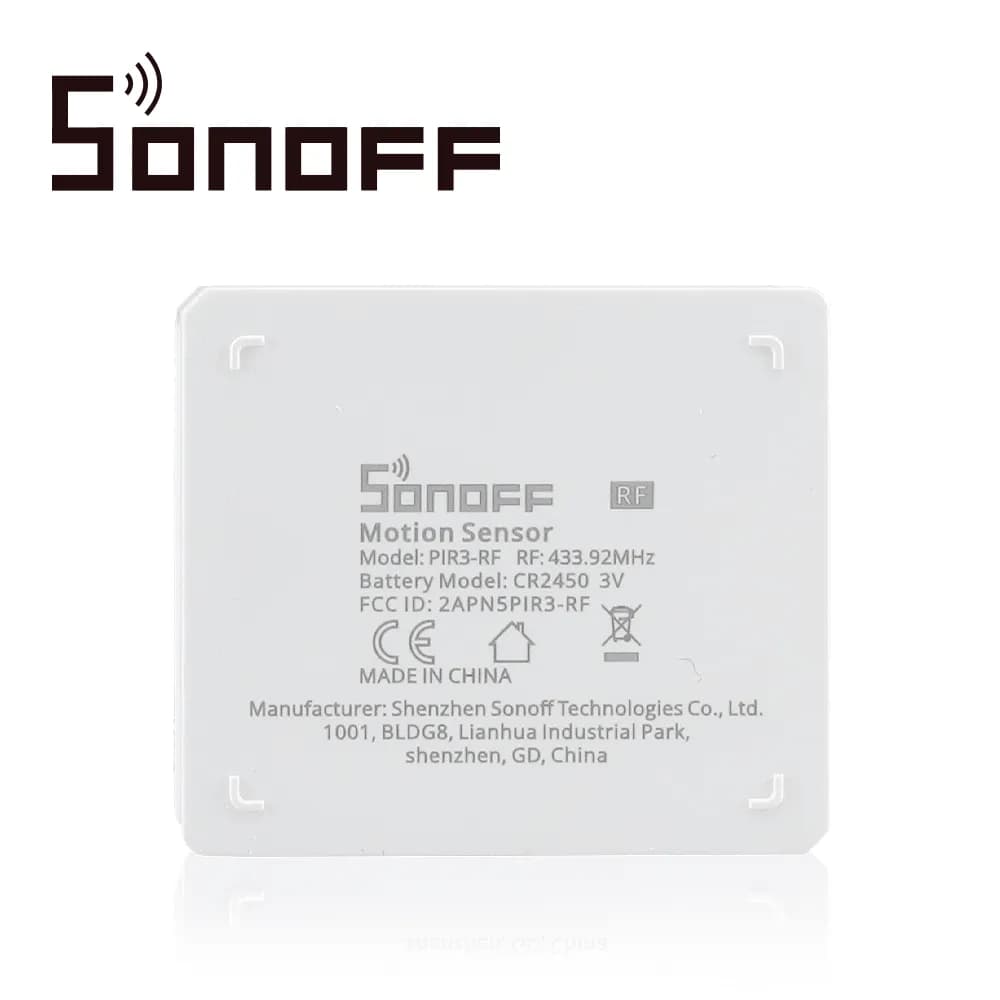 SENSOR DE MOVIMIENTO SONOFF PIR3 RF 433 PARA USO CON DISPOSITIVO SONOF 4