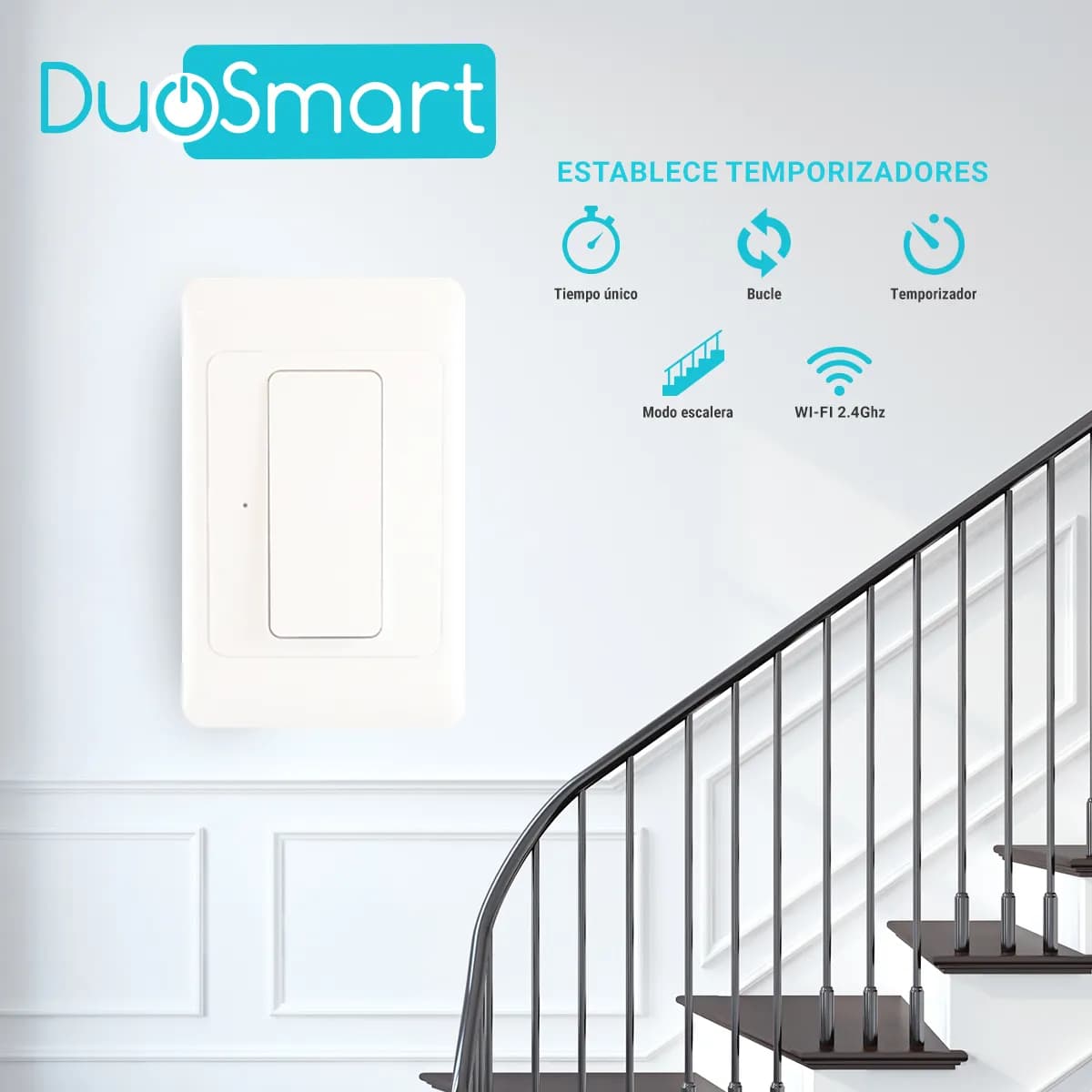 SWITCH APAGADOR DE ESCALERA WIFI 2.4 GHZ DUOSMART A40  COMPATIBLE CON  3