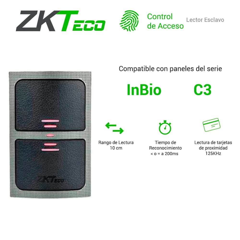 LECTOR PROXIMIDAD ZKTECO KR503E LECTOR ESCLAVO NECESITA CONECTARSE A U 3