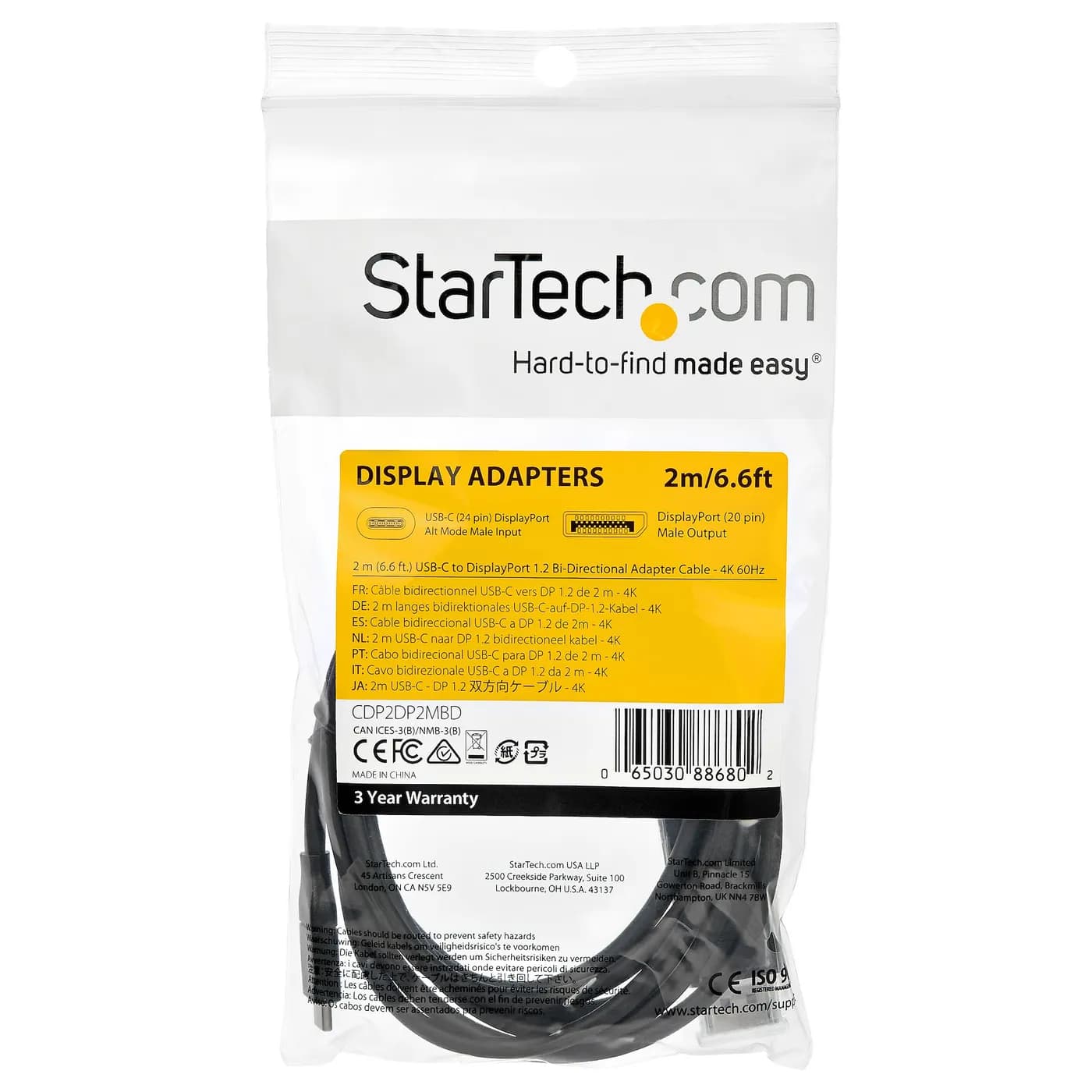 StarTech.com Cable de 2m USB C a DisplayPort 1.2 de 4K a 60Hz - Cable  5