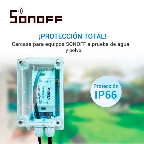 CARCAZA IP66 IMPERMEABLE COMPATIBLE CON EQUIPOS SONOFF BASIC, SONOFF R 2