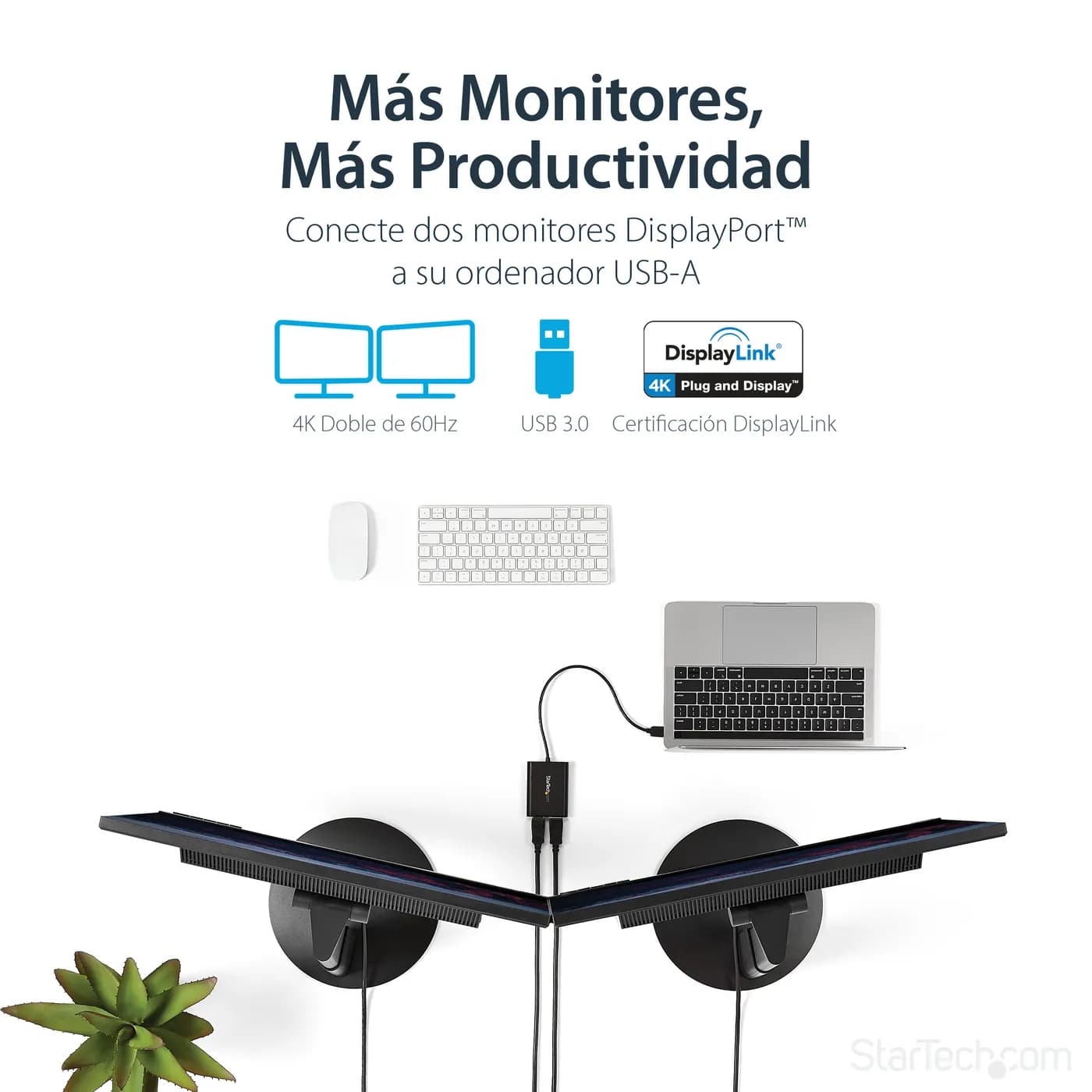 StarTech.com Adaptador Gráfico Externo USB 3.0 a DisplayPort Doble 4K6 8