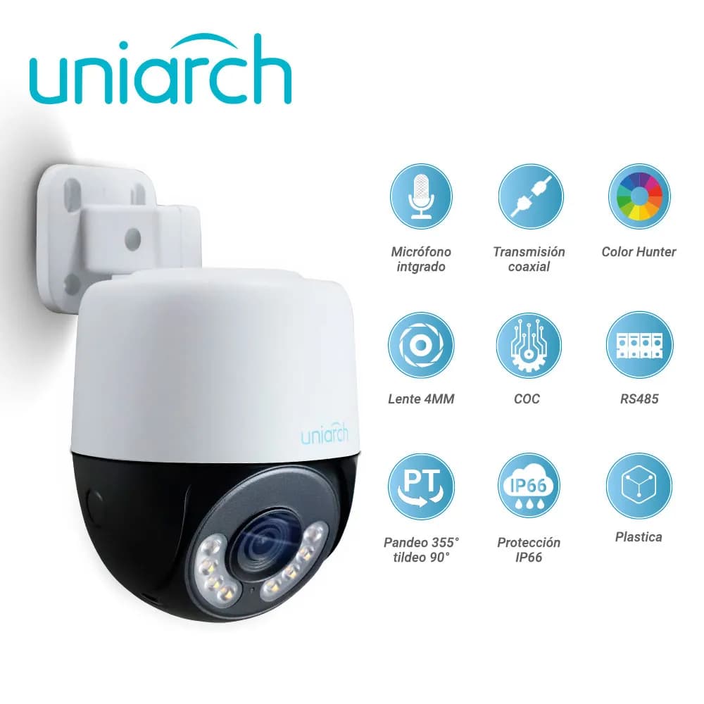 CAMARA HD PT UNIARCH COLORHUNTER UAC-P112-AF40-W / 2MP / TVI/AHD/CVI:  5