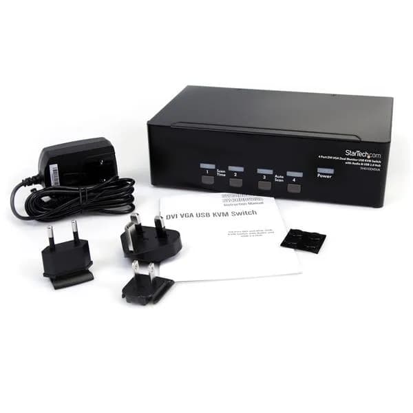 StarTech.com Conmutador Switch KVM para 4 Computadoras y 2 Pantallas D 3
