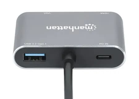 Manhattan Docking Station de USB-C a HDMI y VGA, 4 en 1, con suministr 6