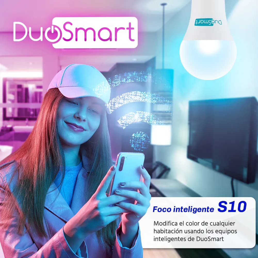 FOCO INTELIGENTE MULTICOLOR RGB WIFI 2.4GHZ DUOSMART S10 COMPATIBLE CO 3