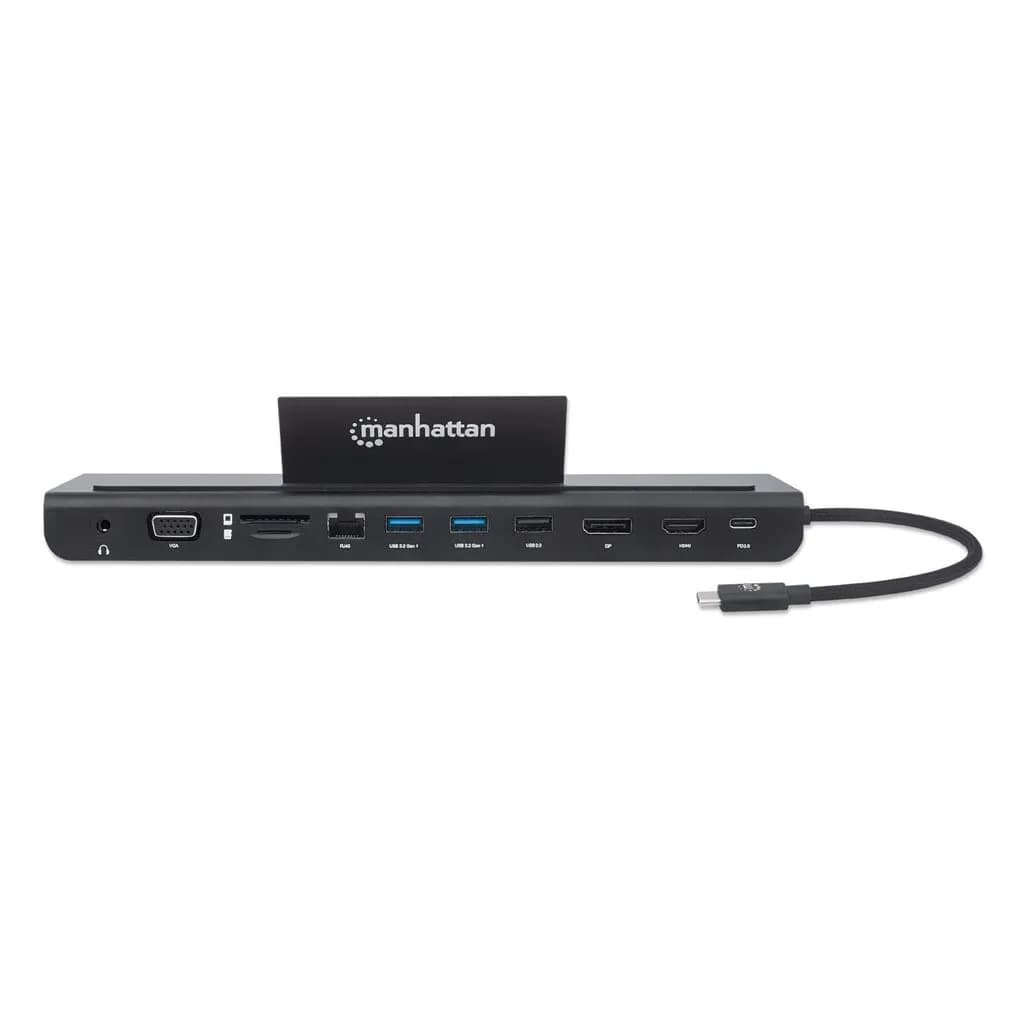 Manhattan Docking station de USB-C a 11 puertos, para tres monitores,  6