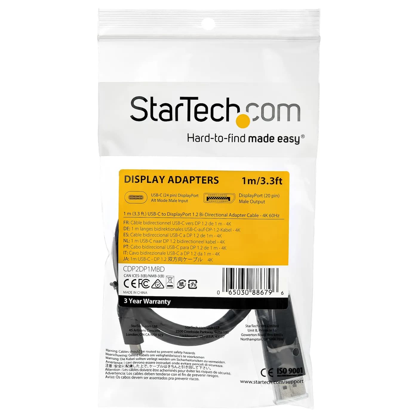 StarTech.com Cable de 1m USB C a DisplayPort 1.2 de 4K a 60Hz - Cable  5