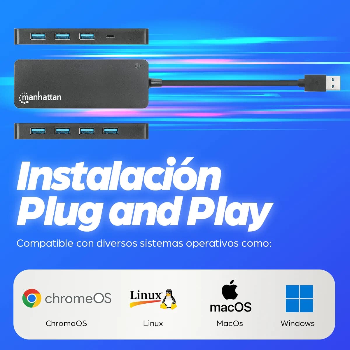Manhattan Hub USB con 7 puertos USB-A 3.2 11