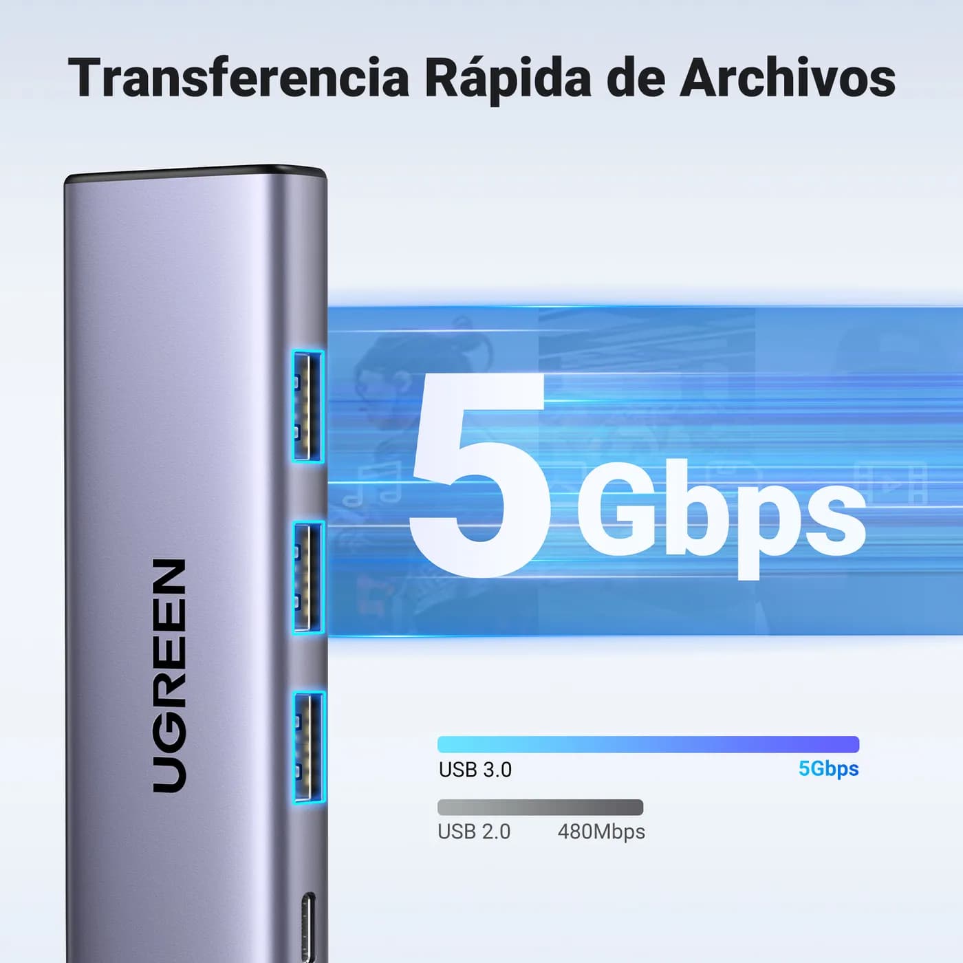 Ugreen 15596 base para laptop o replicador de puertos Alámbrico USB 3. 16
