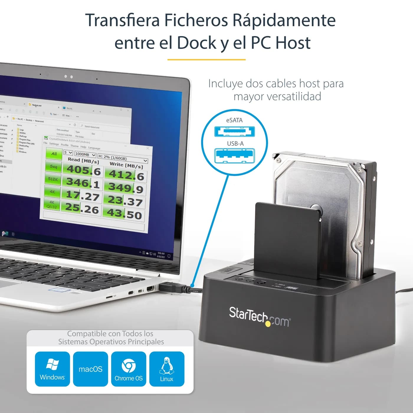 StarTech.com Duplicador USB 3.0 (5Gbps) o eSATA de Discos Duros de 2 B 8