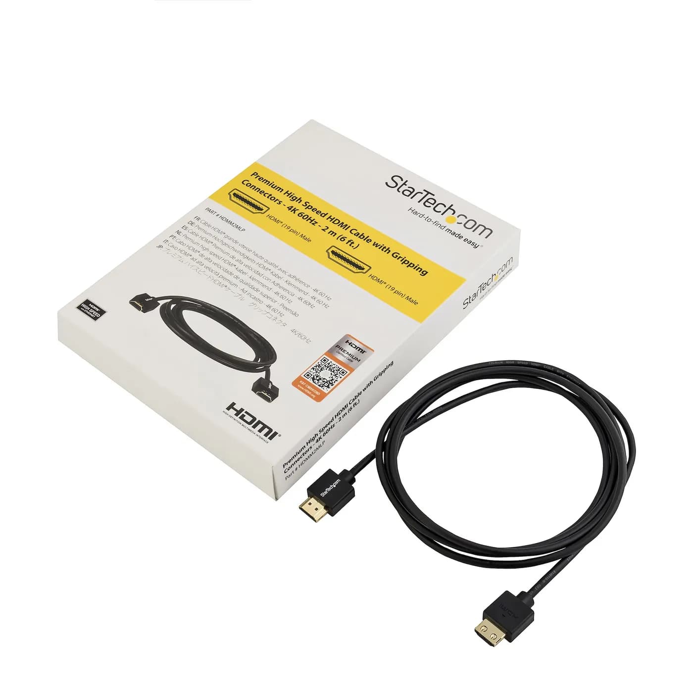 StarTech.com Cable de 2m HDMI 2.0, Cable HDMI Premium 4K 60Hz de Alta  4