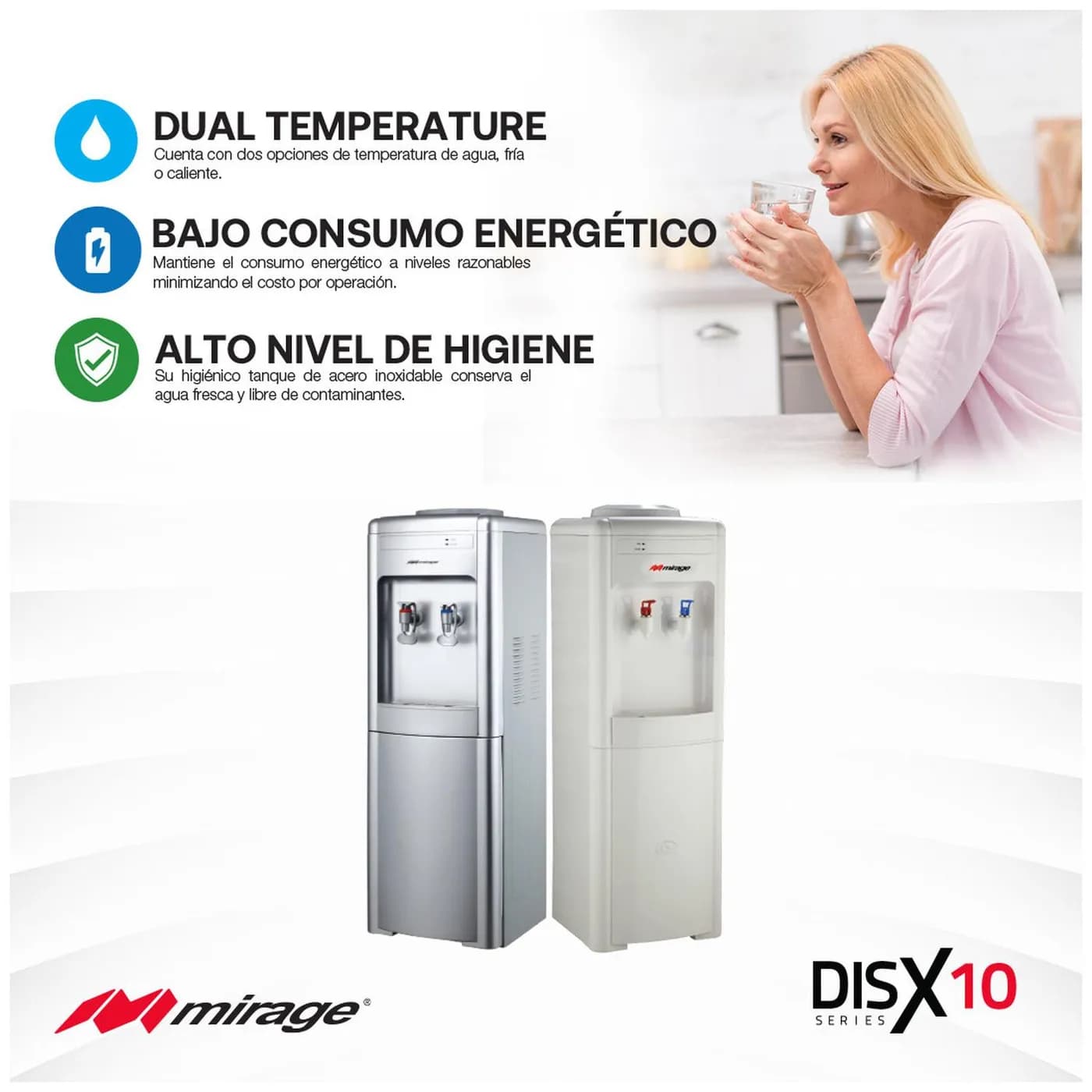 MIRAGE DESPACHADOR DE AGUA MDD10CS.SERIE DISX, BASICO GRIS 5
