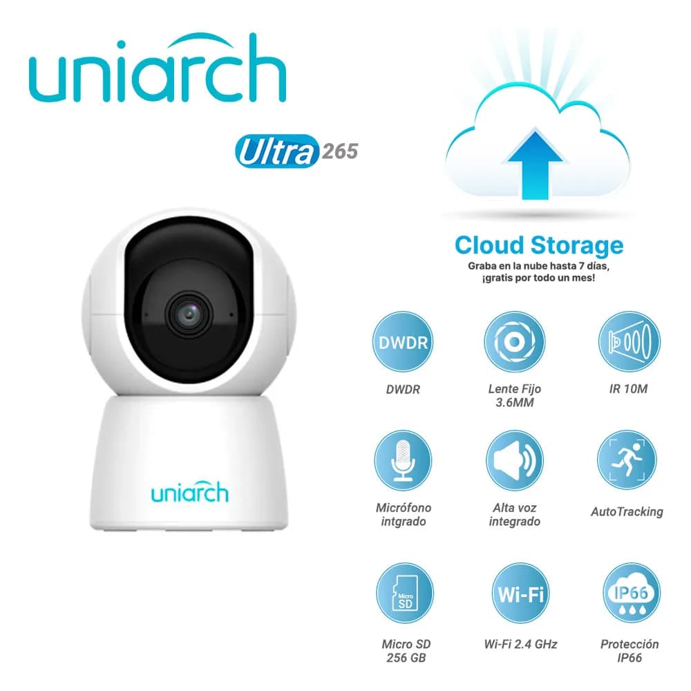 CAMARA IP MINI PT UNIARCH UHO-S2E / 2MP / ULTRA 265 / 5 VCC / DWDR / L 4