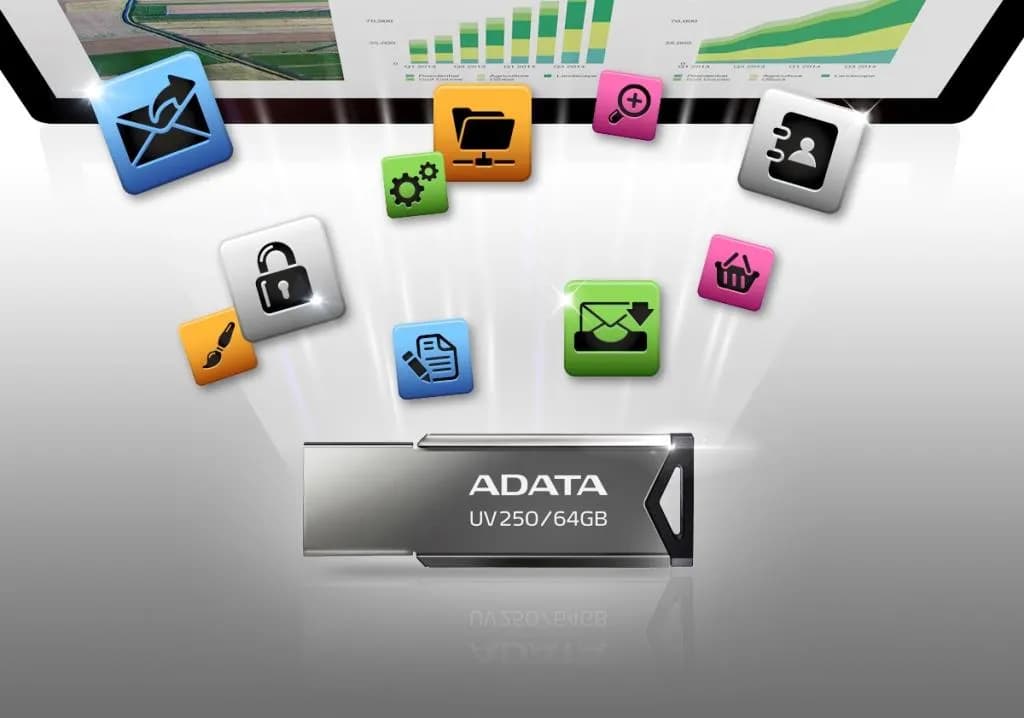 MEMORIA USB ADATA AUV250-32G-RBK 32GB PLATA 2.0 6