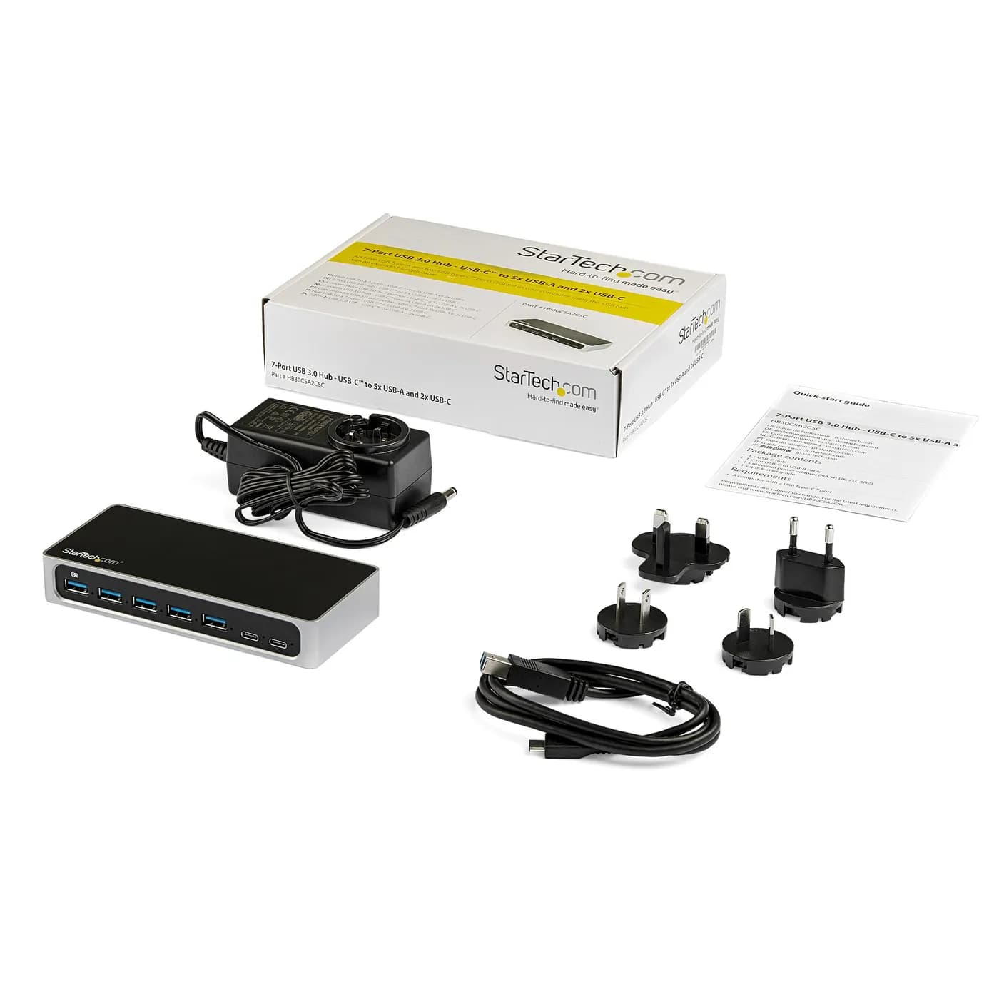 StarTech.com Hub USB C de 7 Puertos y Puerto de Carga Rápida - USB-C a 5