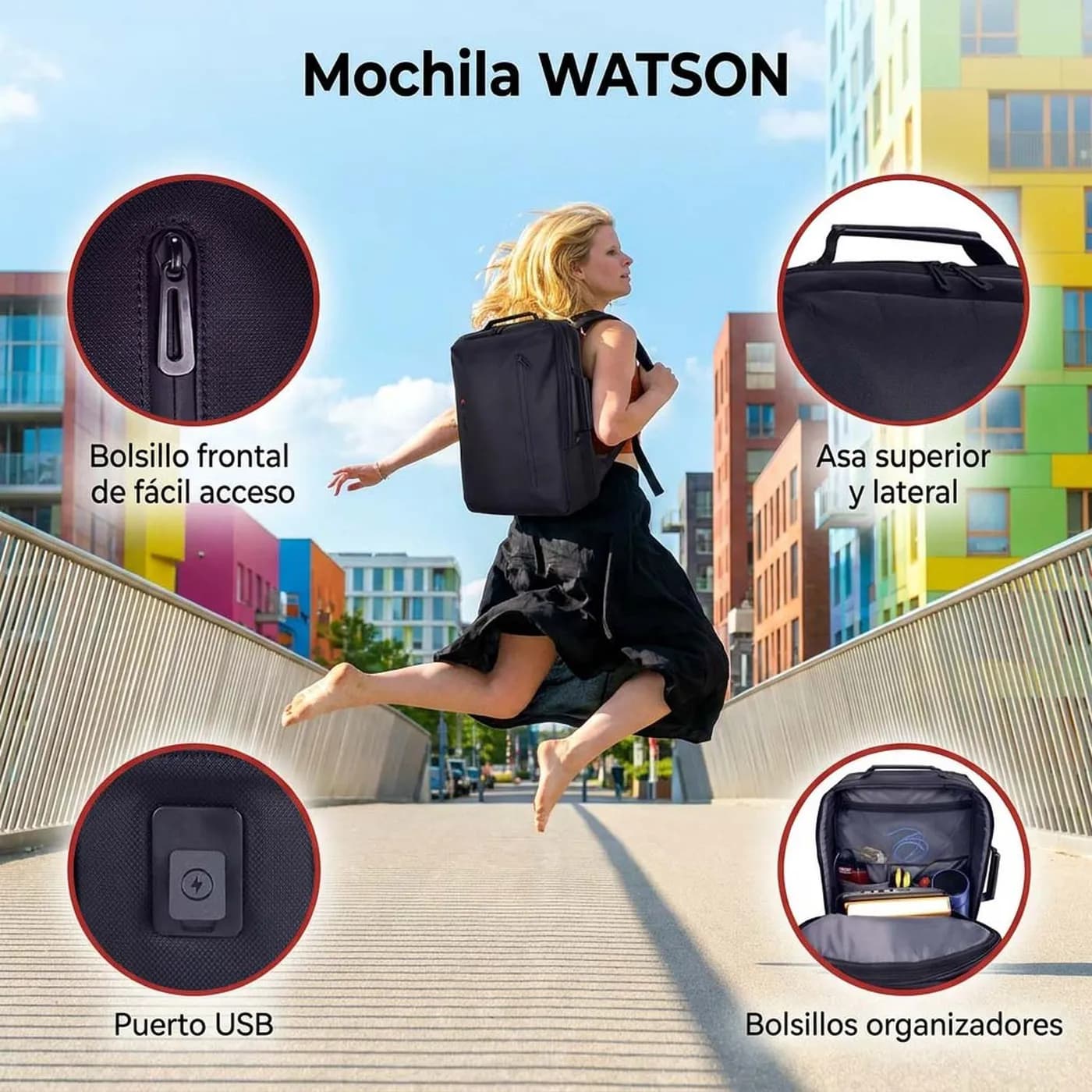 SWISSMOBILITY MOCHILA WATSON 17 PULG. NEGRA 4