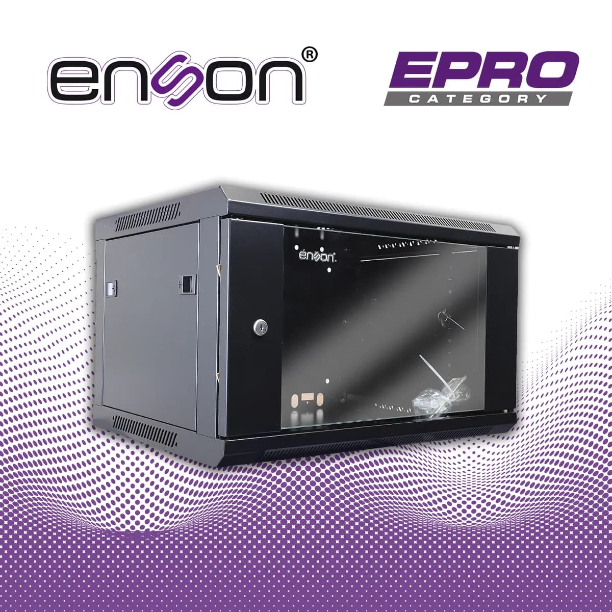 GABINETE DE PARED ENSON ENS-RKGB6U 6UR PUERTA FRONTAL DE CRISTAL TEMPL 6