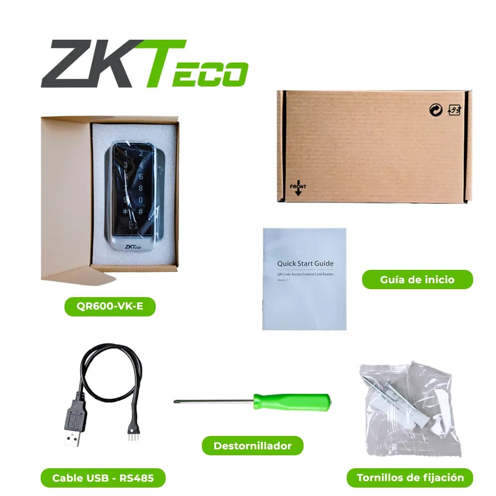 LECTOR CON TECLADO, RFID 125KHZ Y CODIGOS QR DE ZKTECO QR600-VK-E FABR 6