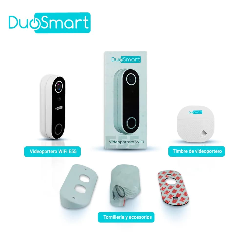 VIDEOPORTERO WIFI DUOSMART E55 2MP NOTIFICACIONES PUSH COMPATIBLE CON  4