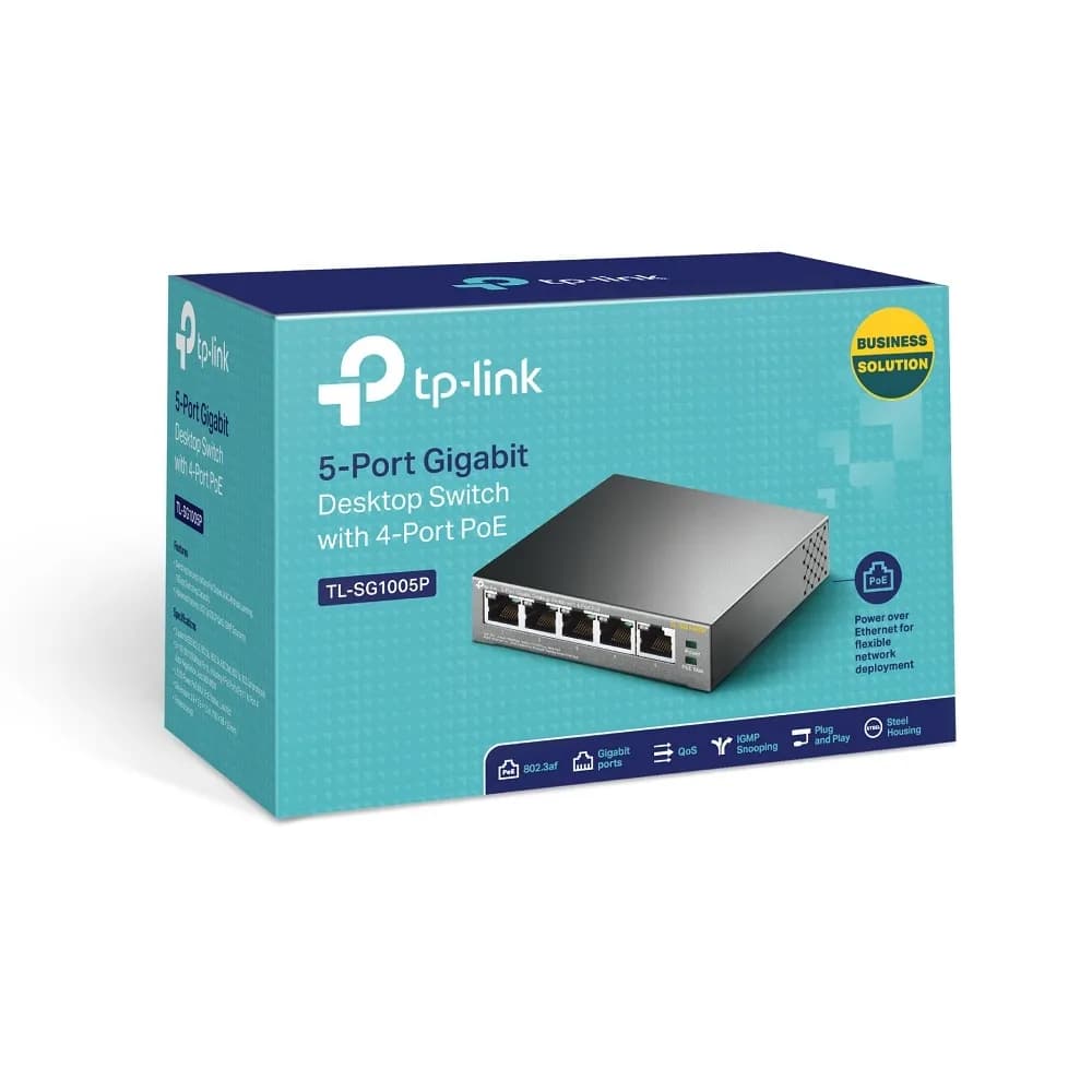 Switch de Escritorio / 5 Puertos Gigabit / 4 Puertos PoE 802.3af/at 65 5