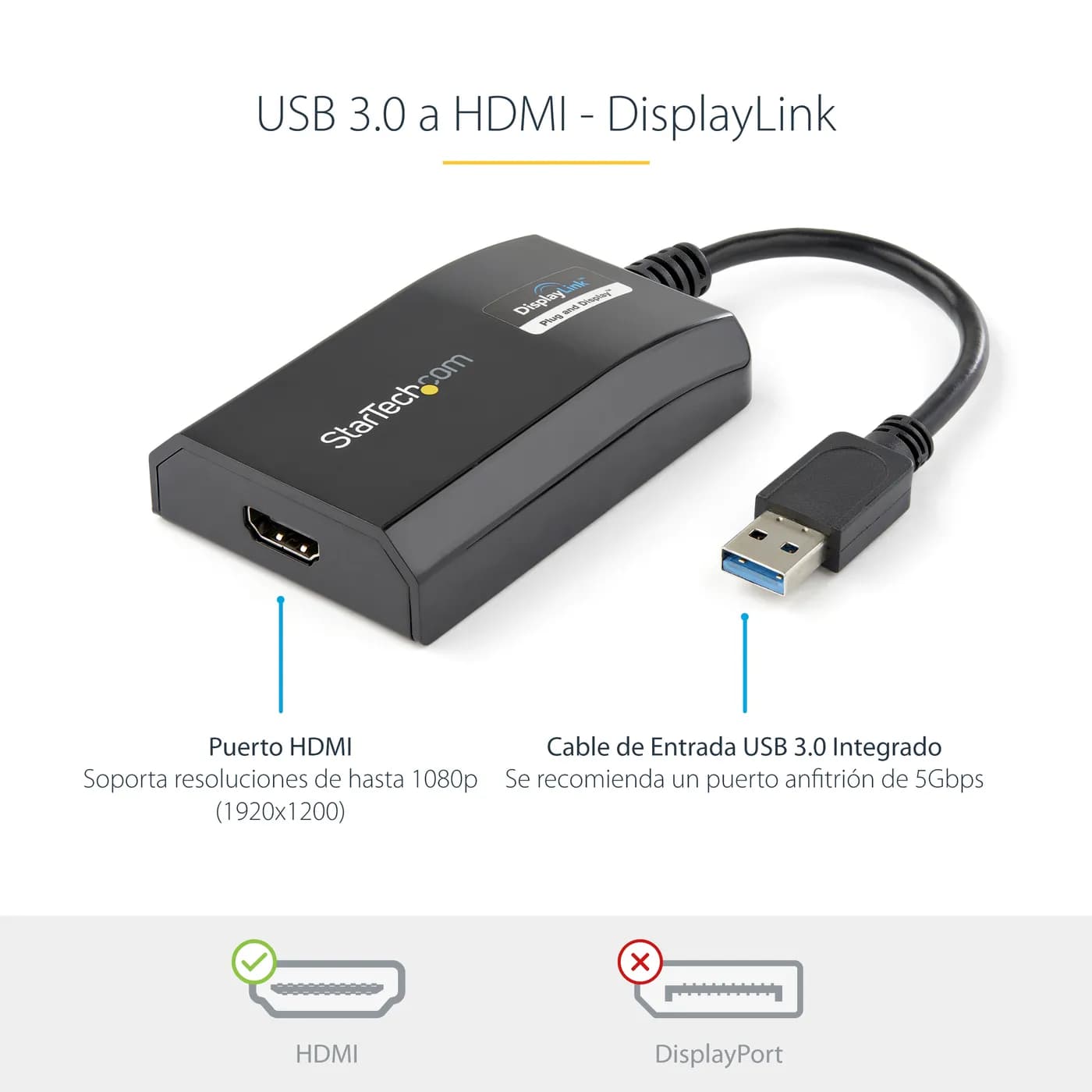 StarTech.com Adaptador Gráfico Externo Multi Monitor USB 3.0 a HDMI HD 7