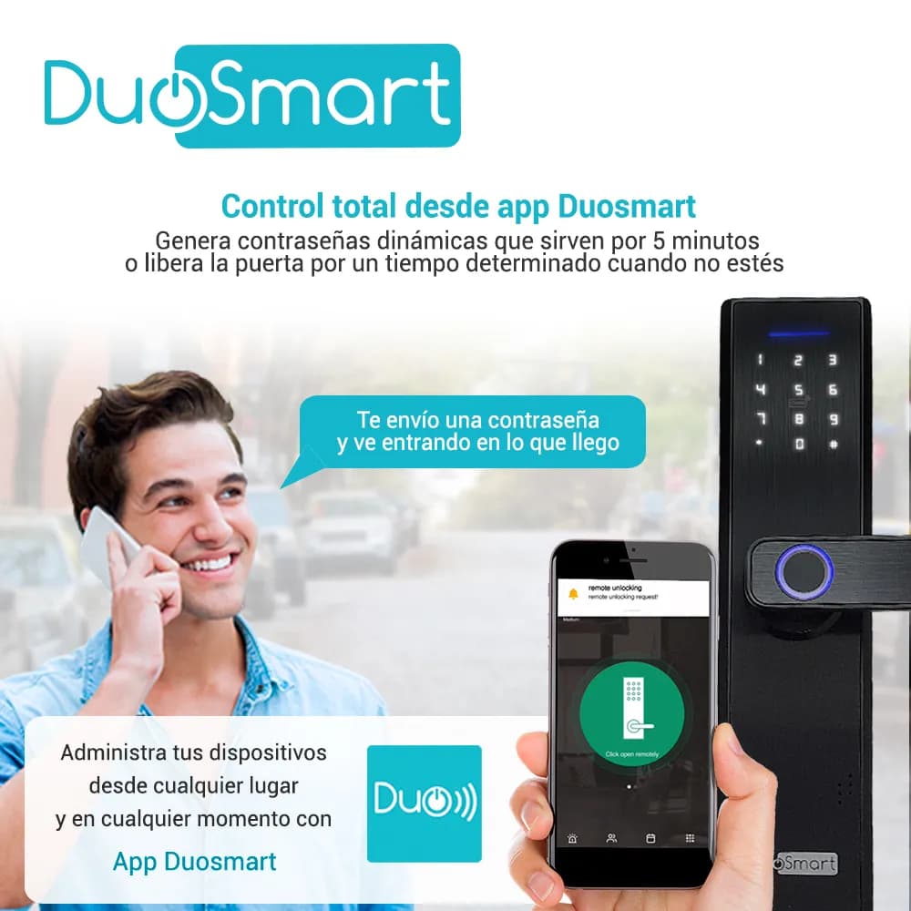 CERRADURA BIOMETRICA WIFI 2.4 GHZ DUOSMART F20 ACEPTA TARJETAS MF HUEL 4