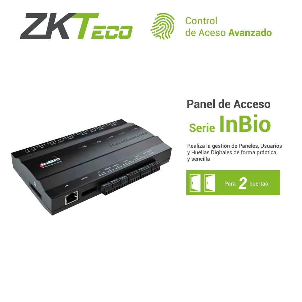 PANEL DE CONTROL DE ACCESO AVANZADO ZKTECO INBIO260 2PUERTAS/4LECTORAS 2