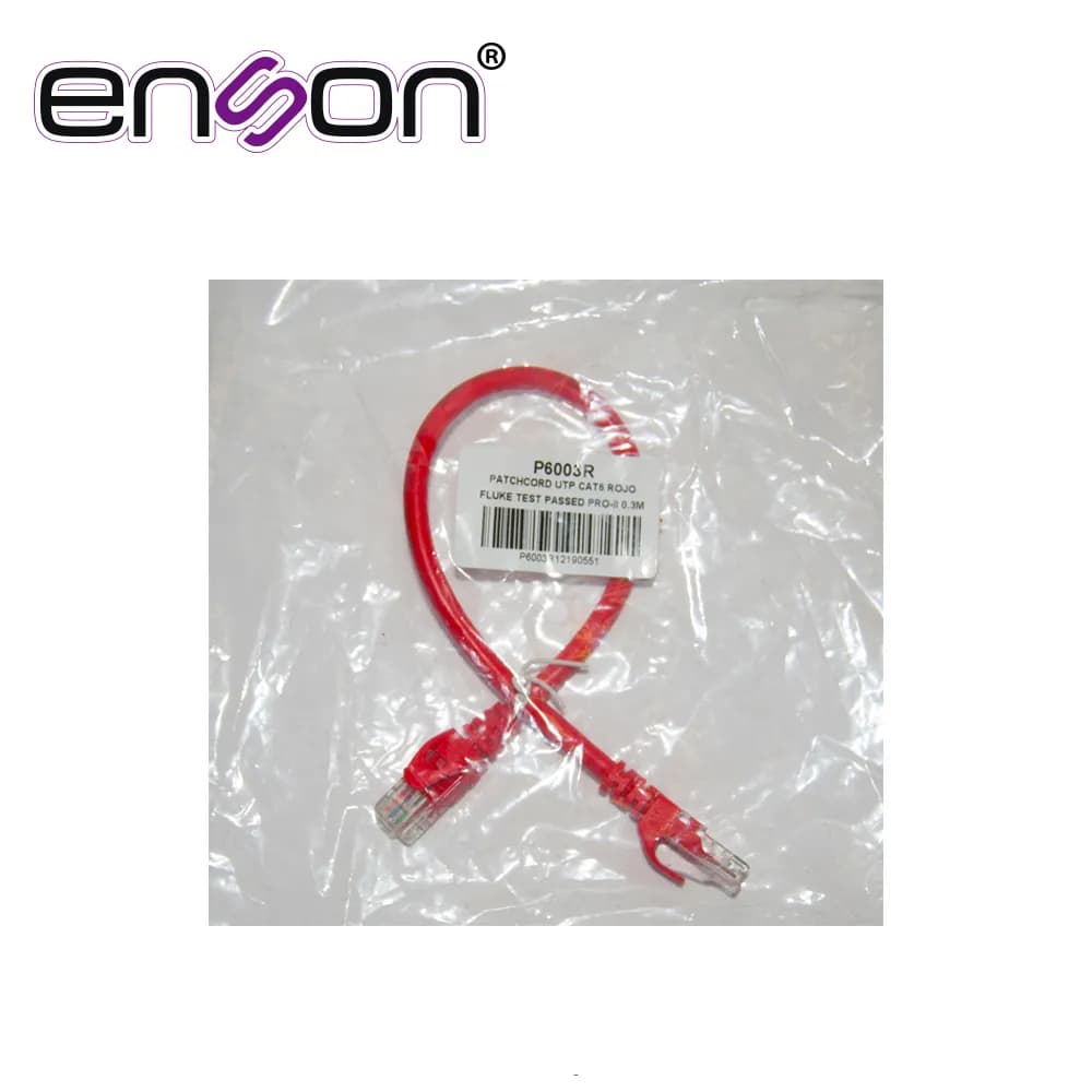 PATCHCORD UTP ENSON P6003R CAT6 30CM ROJO SERIE EPRO 100-II 100 POR CI 3
