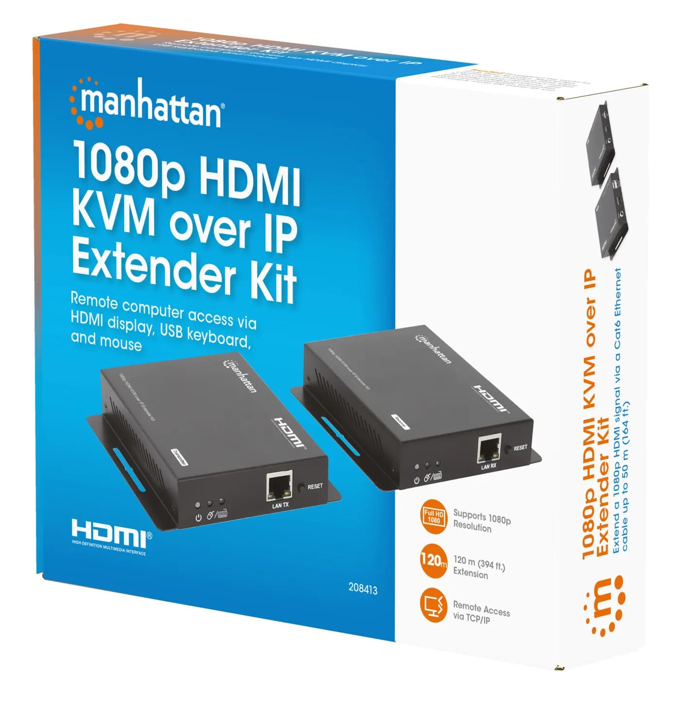 Manhattan 208413 extensor de audio/video Transmisor y receptor AV Negr 8