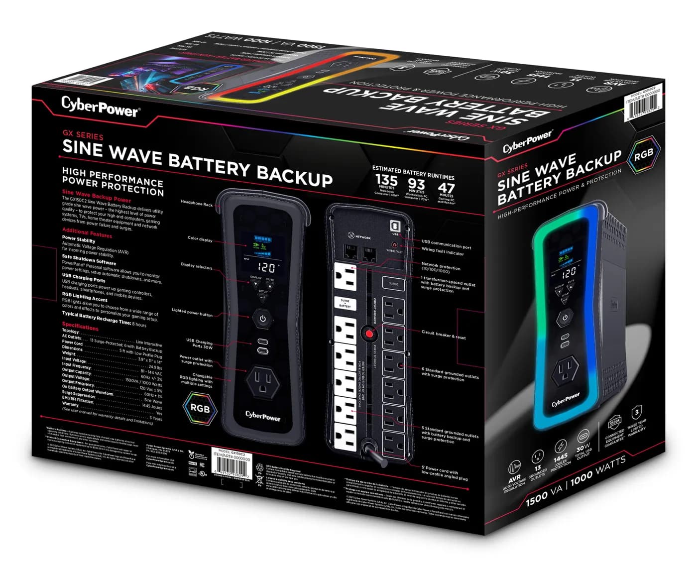CyberPower GX150C2 sistema de alimentación ininterrumpida (UPS) Línea  14