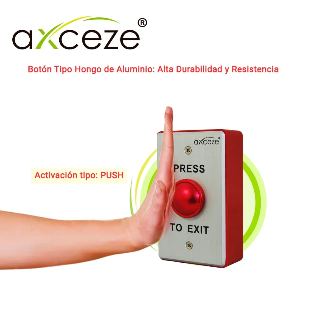 BOTON LIBERADOR  PUSH TIPO HONGO AXCEZE AX-B70R  EN ALUMINIO CUENTA CO 2