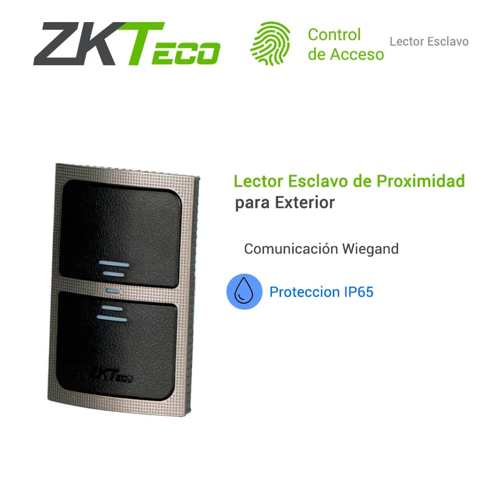 LECTOR PROXIMIDAD ZKTECO KR503E LECTOR ESCLAVO NECESITA CONECTARSE A U 2